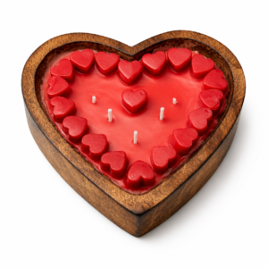 WOOD HEART CANDLE